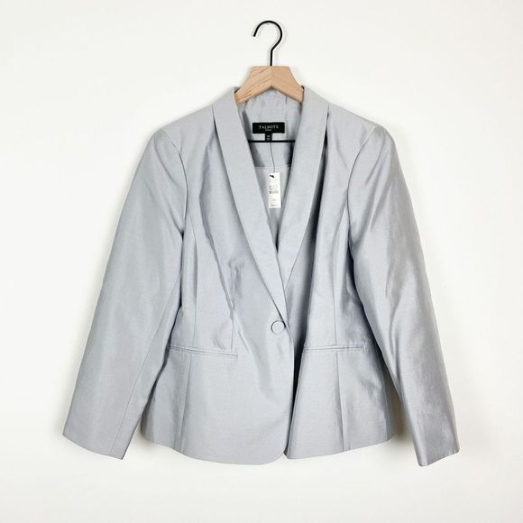 NWT Talbots Silver Gray Single Button Blazer Space Age Futuristic Preppy Jacket - Picture 1 of 10